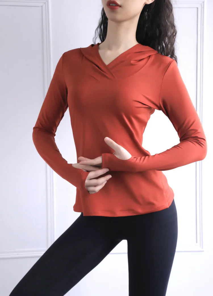 BreatheFit Women's Long Sleeve Yoga Hoodie Top