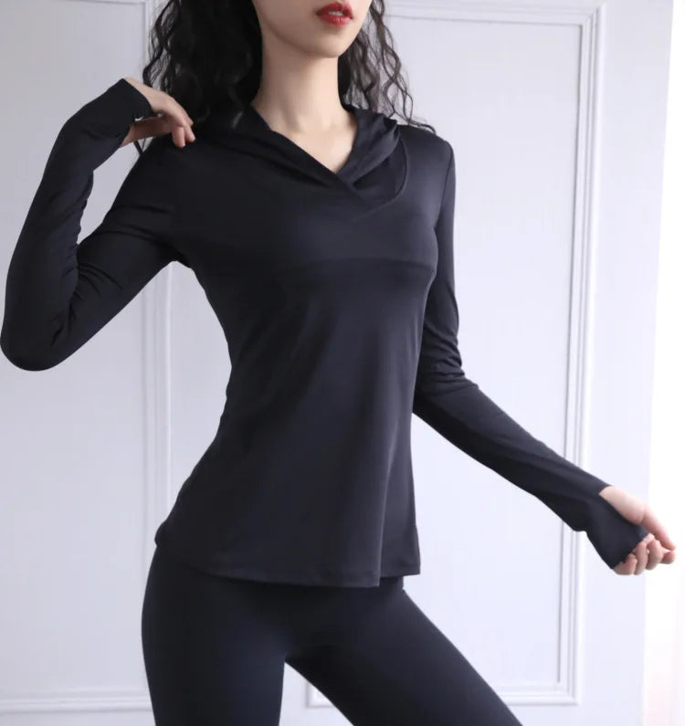 BreatheFit Women's Long Sleeve Yoga Hoodie Top