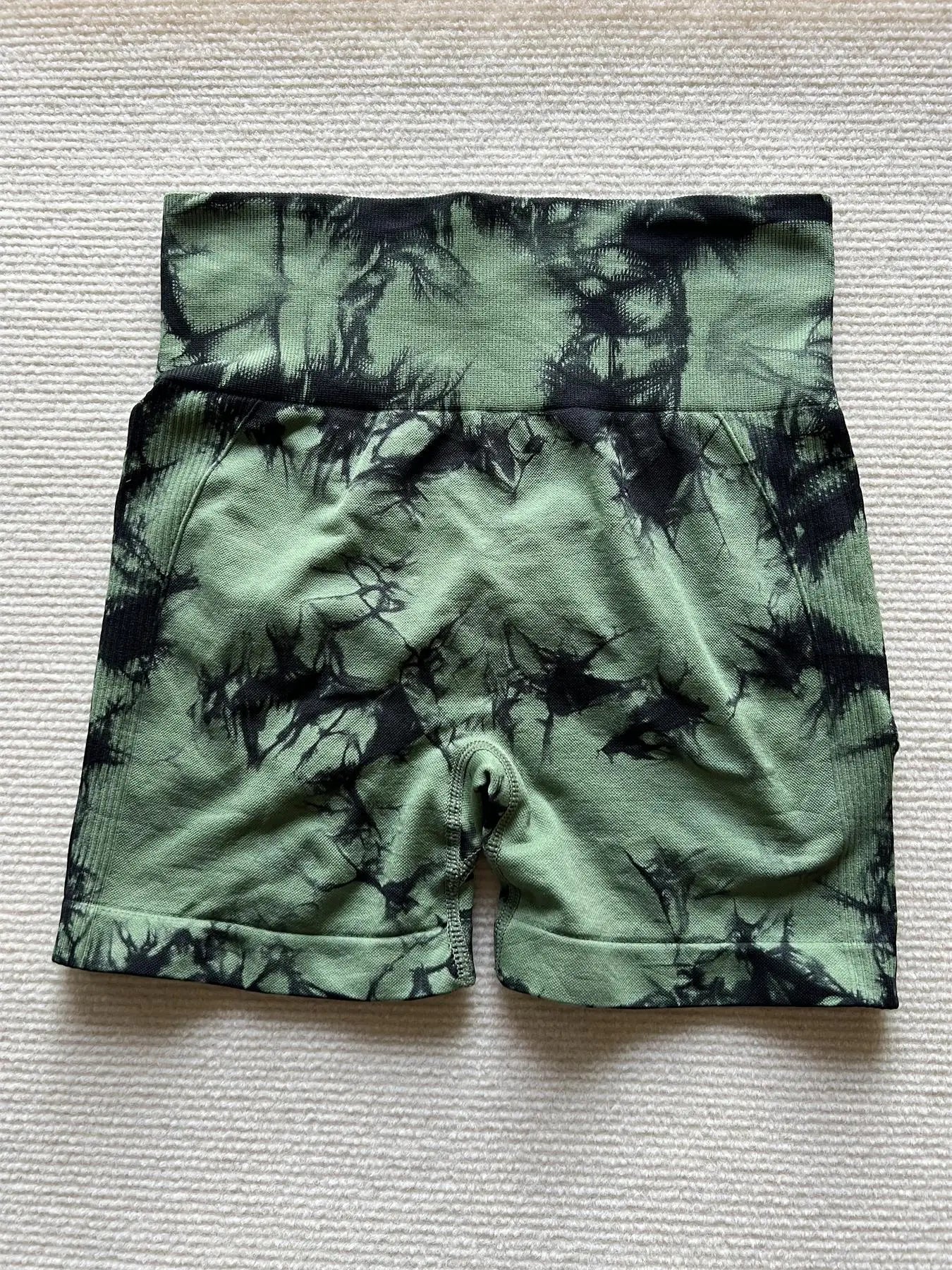 Women's Tie Dye Ruched High Waist Sports Shorts