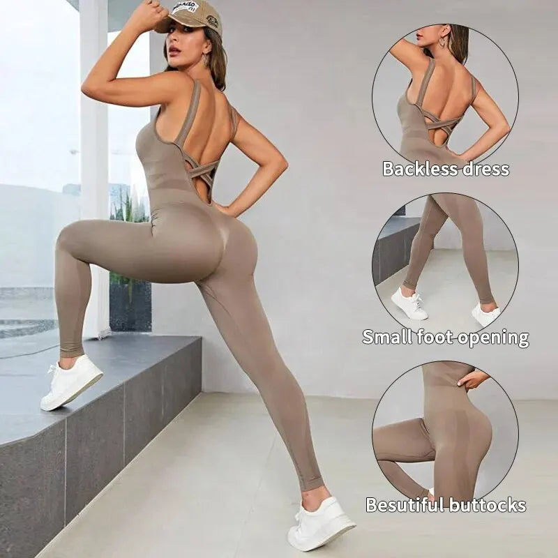 FlexiFit Backless Bodycon Yoga Jumpsuit