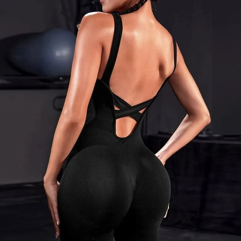 FlexiFit Backless Bodycon Yoga Jumpsuit
