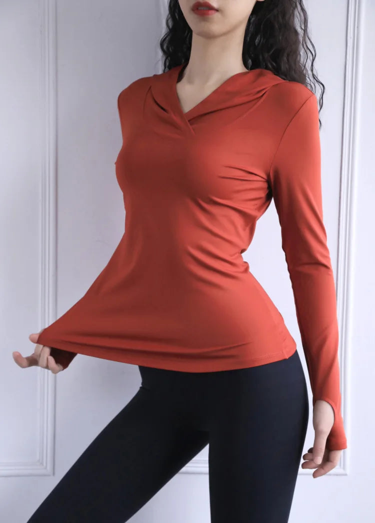 BreatheFit Women's Long Sleeve Yoga Hoodie Top