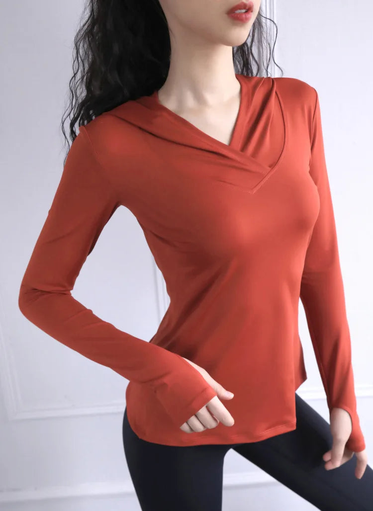 BreatheFit Women's Long Sleeve Yoga Hoodie Top