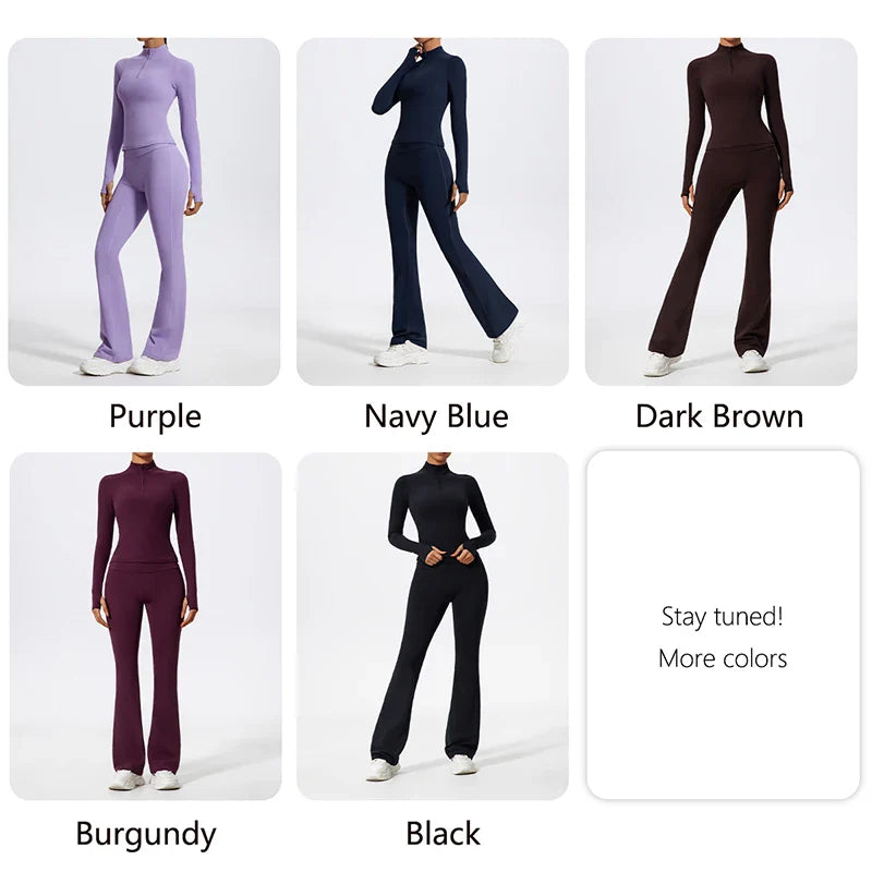Women's Half Zipper Long Sleeve 2-Pc Activewear