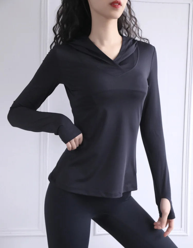 BreatheFit Women's Long Sleeve Yoga Hoodie Top