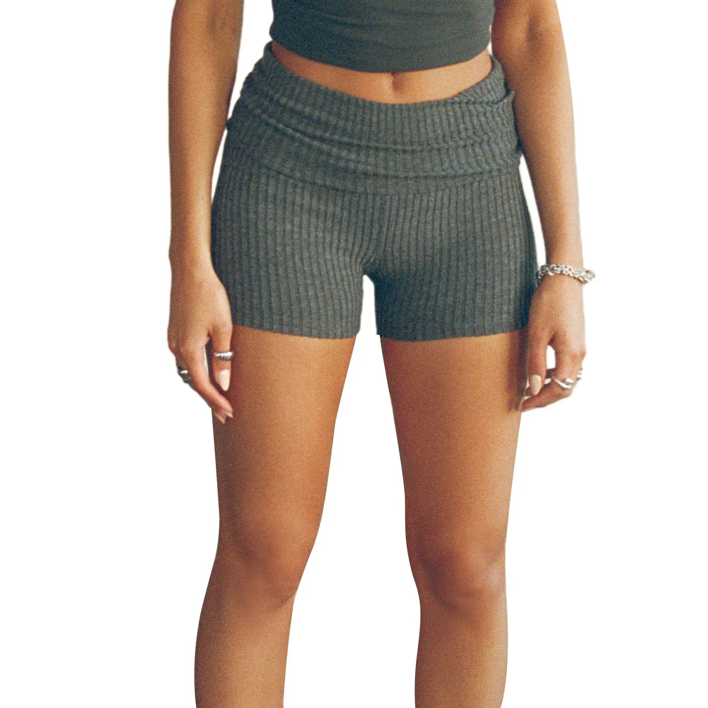 Chic Summer Ribbed Knit Shorts for Women