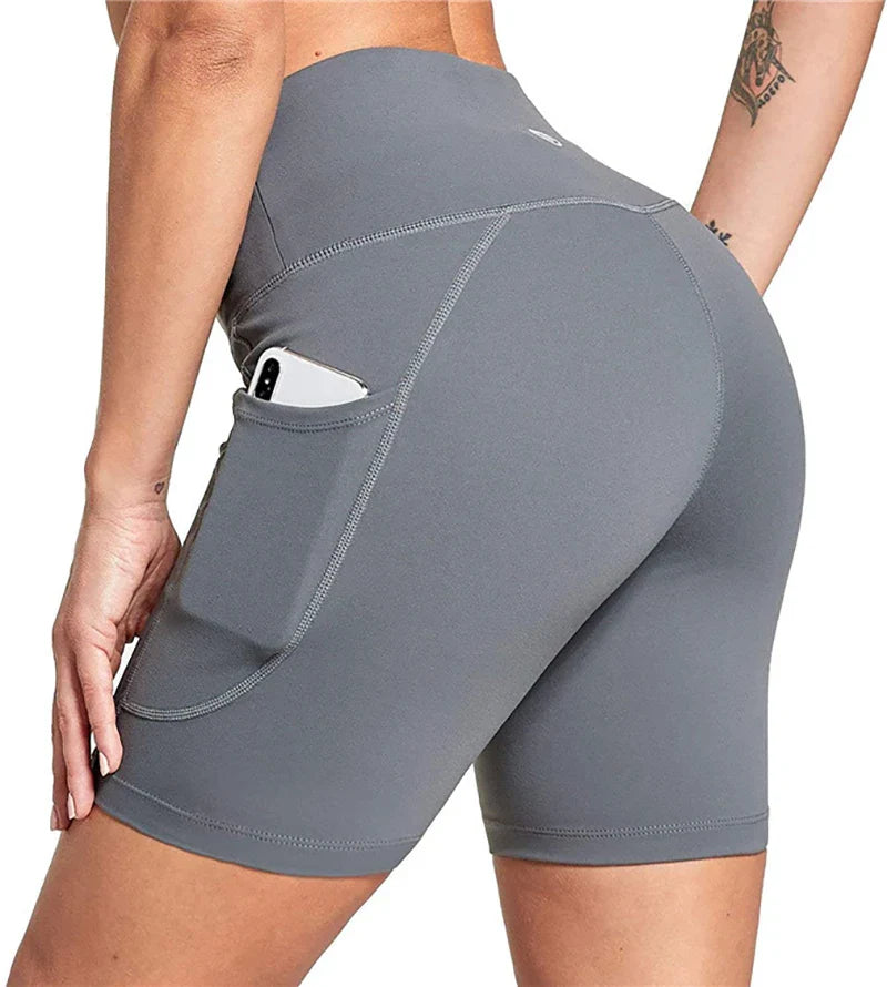 Knee Length High Waist Yoga Shorts for Women