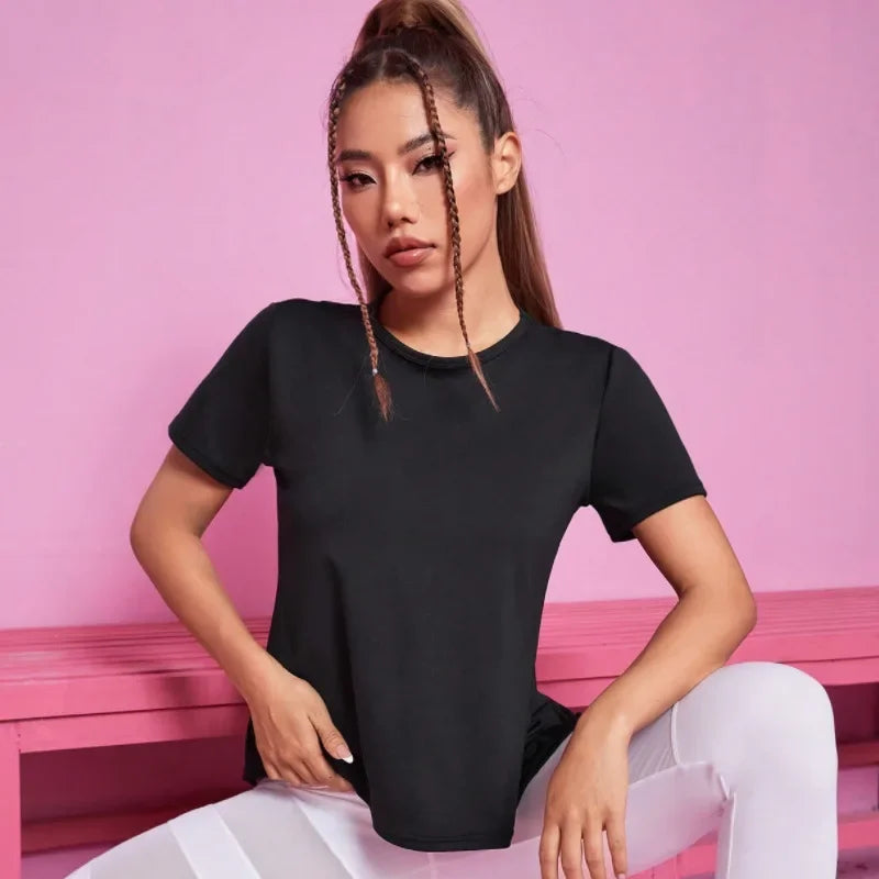 Women Seamless Yoga T-Shirt Short Sleeve