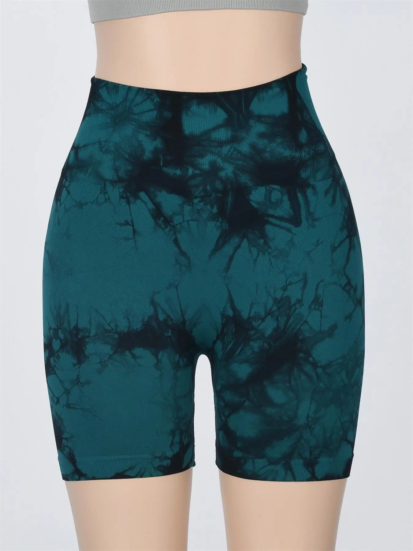 Women's Tie Dye Ruched High Waist Sports Shorts