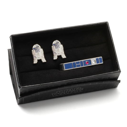 Star Wars R2-D2 Cufflinks and Blue Tie Bar Gift Set by Cufflinks.com