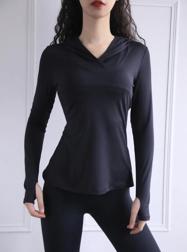 BreatheFit Women's Long Sleeve Yoga Hoodie Top