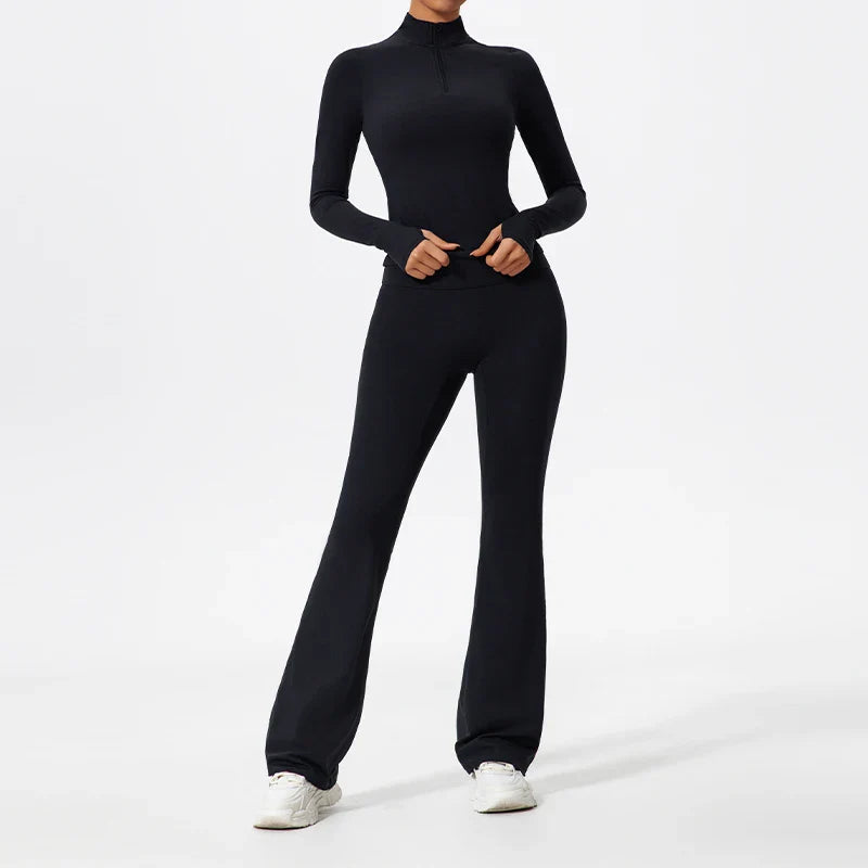 Women's Half Zipper Long Sleeve 2-Pc Activewear