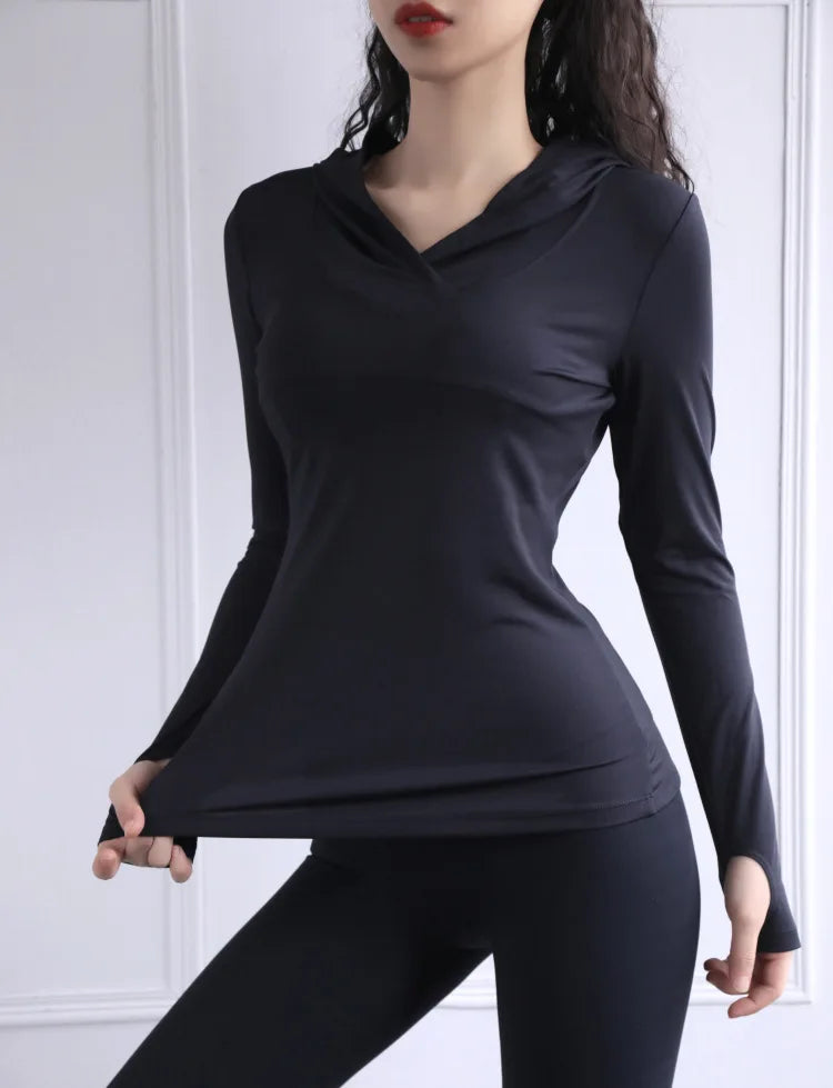 BreatheFit Women's Long Sleeve Yoga Hoodie Top