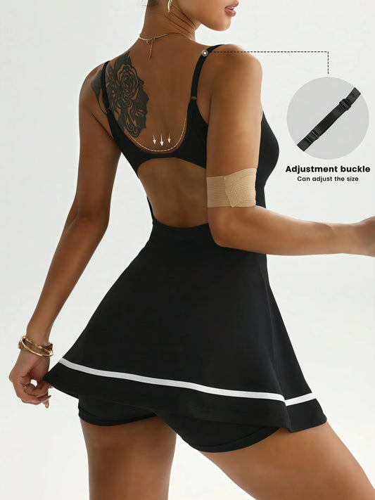 Women's color blocked tennis short skirt