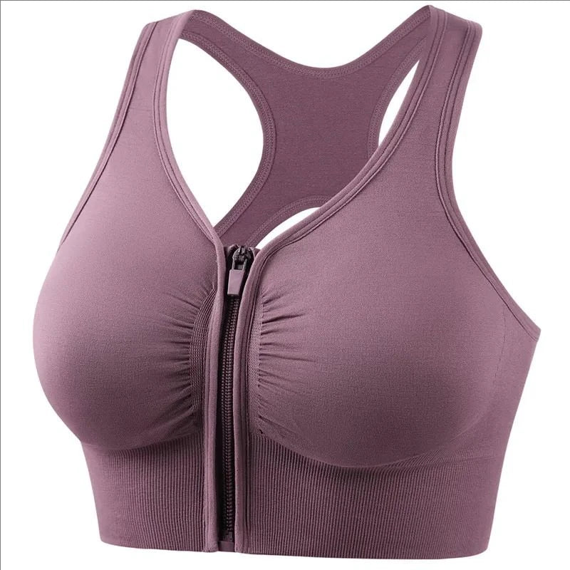 Women's sports bra front zipper design