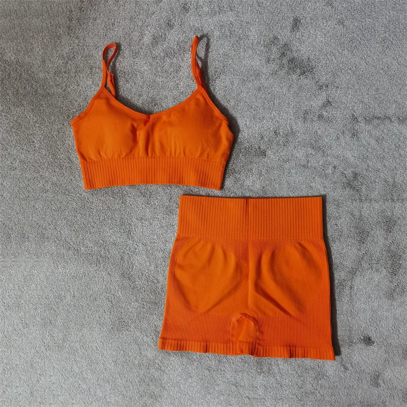 Seamless Luxe Yoga Set: High Waist leggings & Shorts