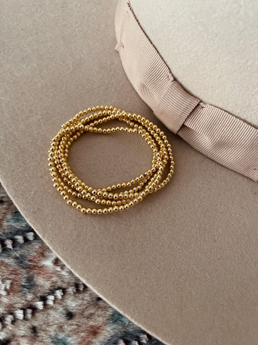 NEW 3mm Gold Bead Bracelet