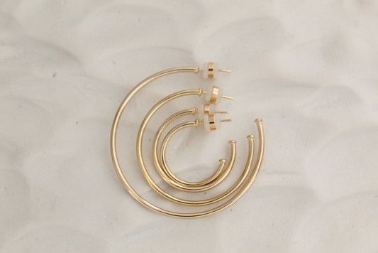 Thin Plain Light Hoop Minimalist Earrings by Views & Co