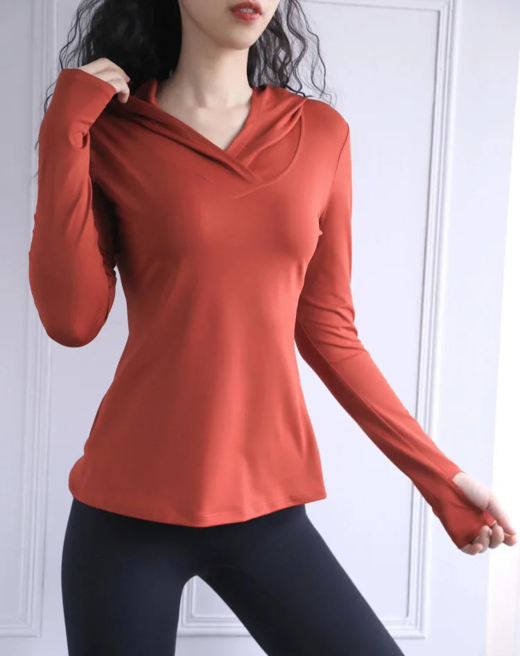 BreatheFit Women's Long Sleeve Yoga Hoodie Top