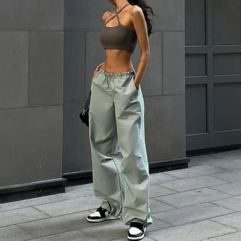 Y2K Vintage Wide-Leg Cargo Joggers for Women