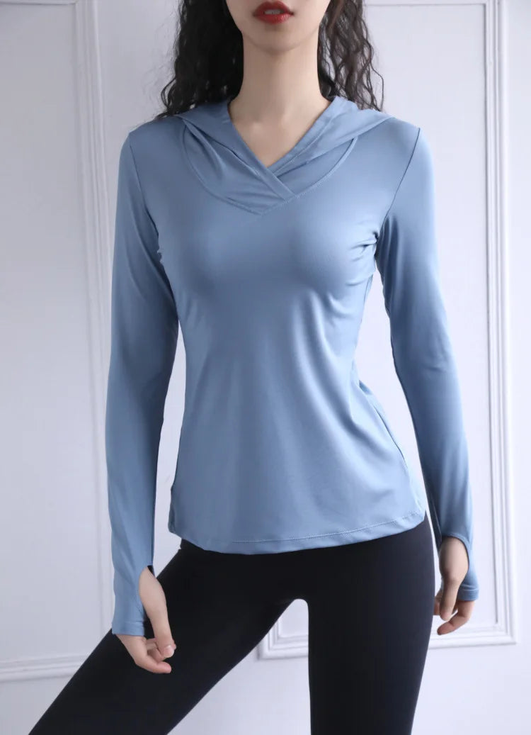BreatheFit Women's Long Sleeve Yoga Hoodie Top