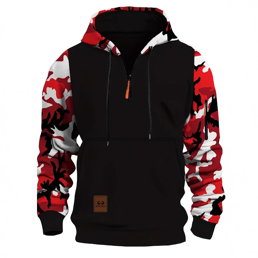 Men's Hooded Camouflage Zipper Sweater