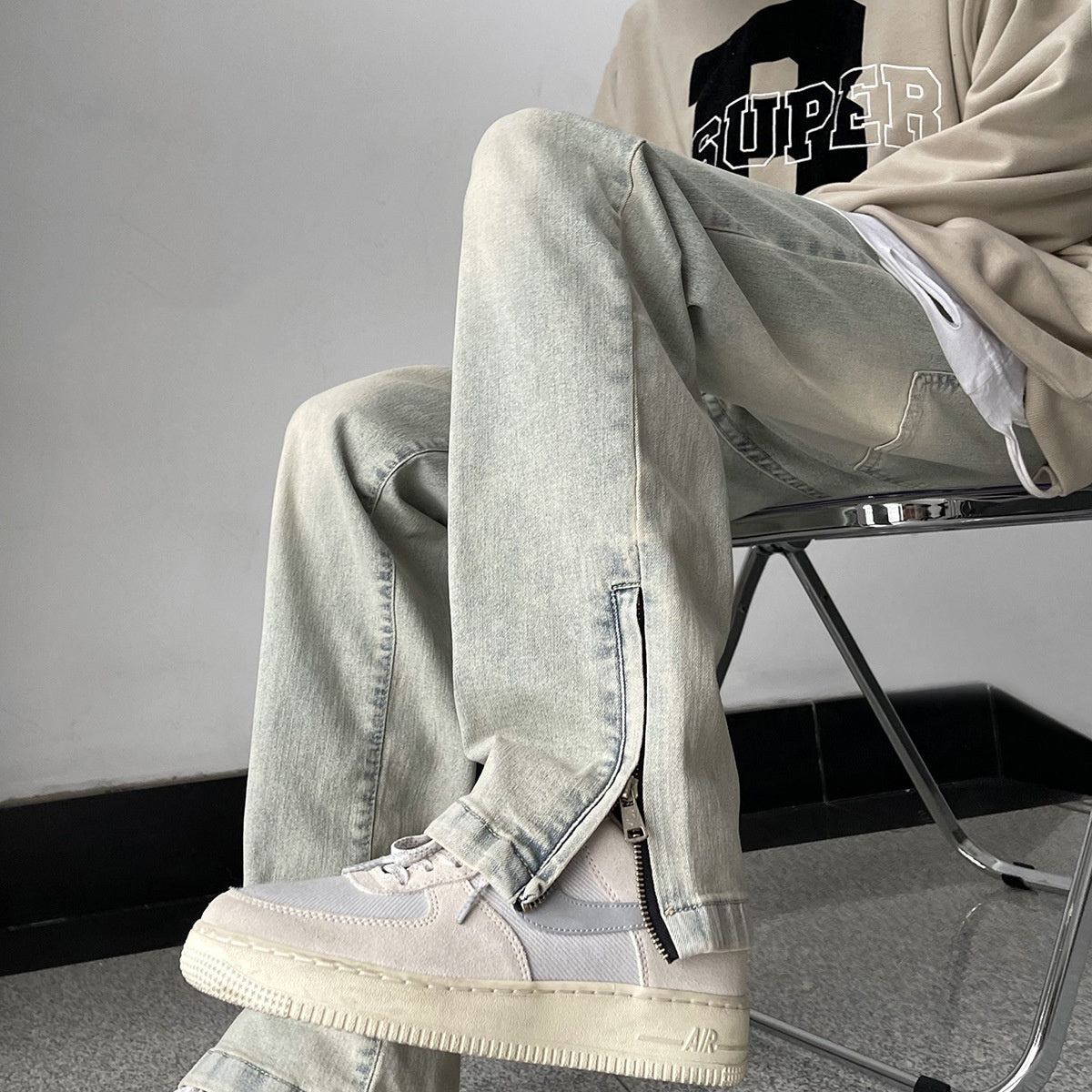 Men's Side Zipper Skinny Jeans