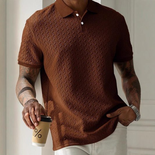 Men's Solid Color Polo Collar Short-sleeved Shirt