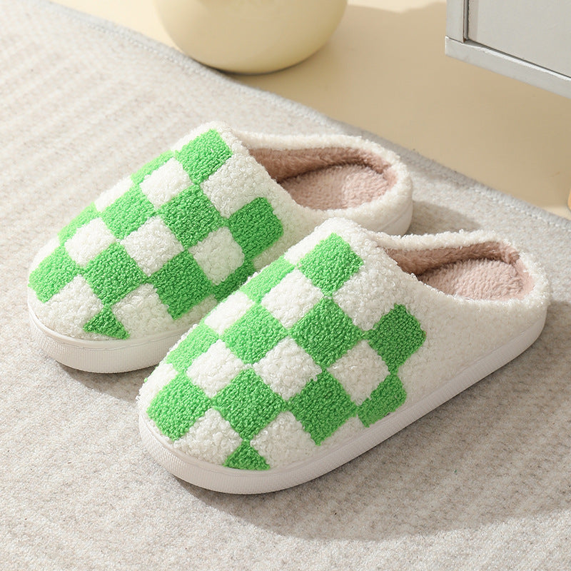Men's Checkerboard Print Slippers