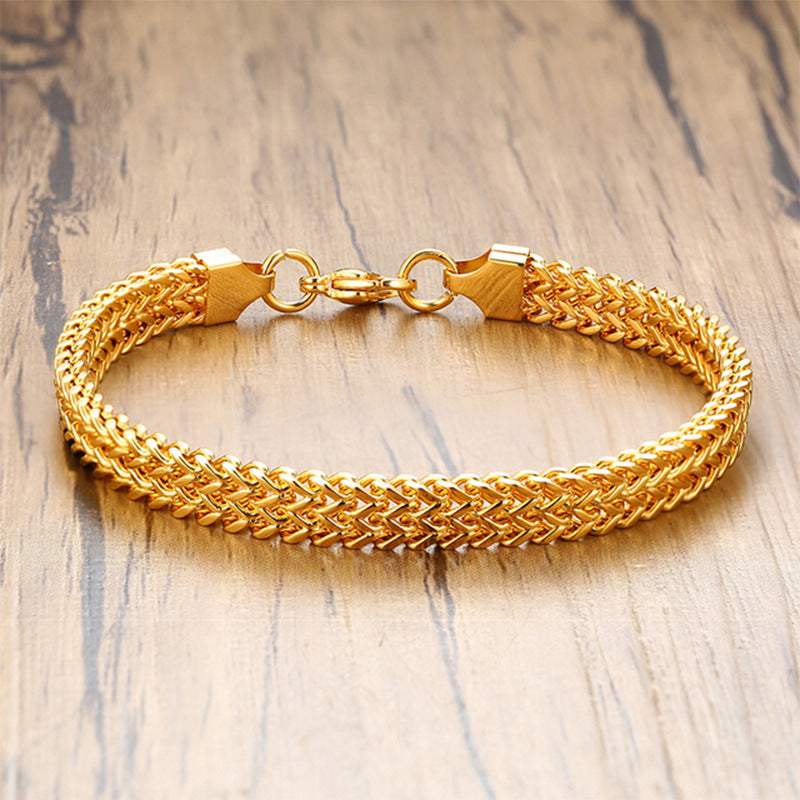 Men's Gold Thick High-grade Titanium Steel Bracelet