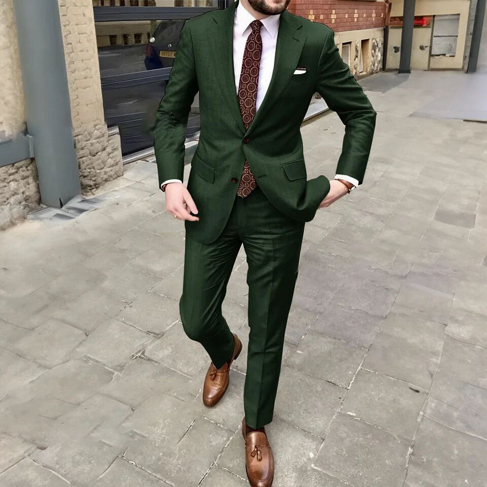 Men's Slim Fit Business Dress Two Button Suit