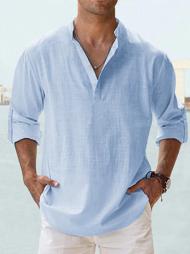 Men's Casual Cotton Linen Loose Shirts