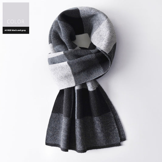 Men's Wool Winter Plaid Double-sided Scarf