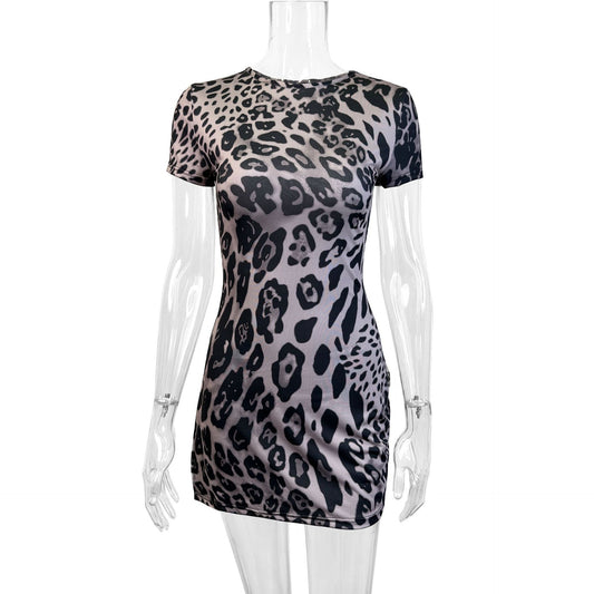 Leopard Print Dress Fashion Lady