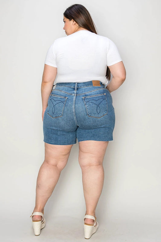 Judy Blue Full Size High Waist Slim Denim Shorts by Coco’s Tee Boutique
