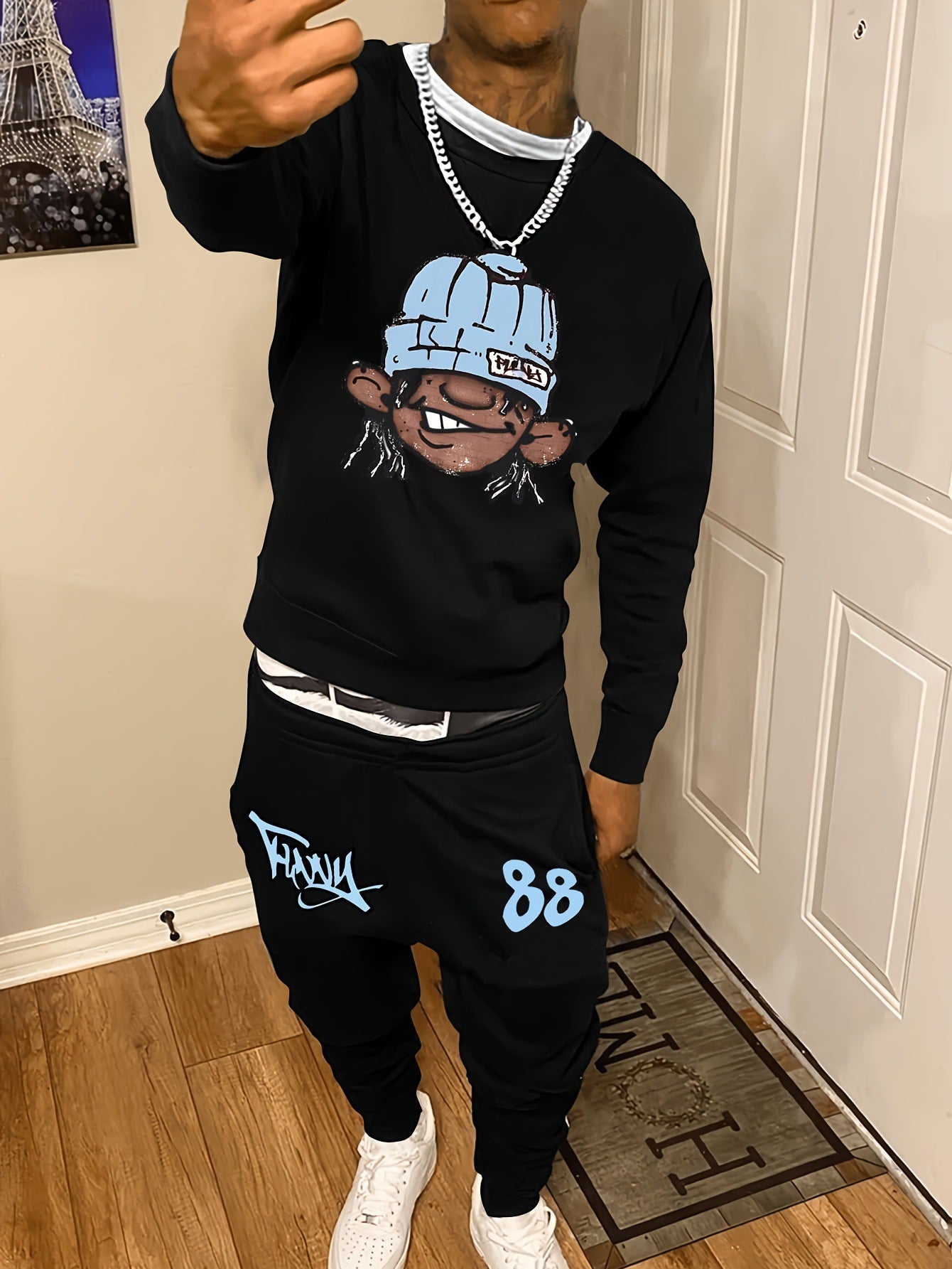 Men's Casual Fashion Round Neck Sweatshirt/Pants Suit
