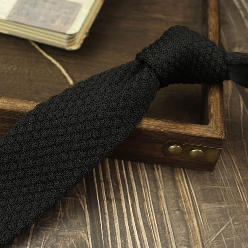 Narrow Woolen Knitted Tie For Men