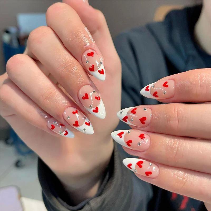 French Water Drop Manicure Rhinestones Wear Nails by GJG Denim