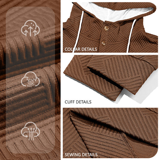 Men's Solid Color Loose Jacquard Hooded Sweater