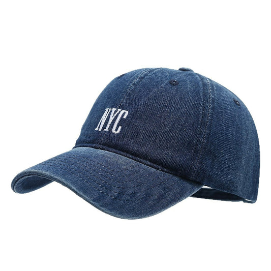 Men's Retro Denim "NYC" Peaked Cap