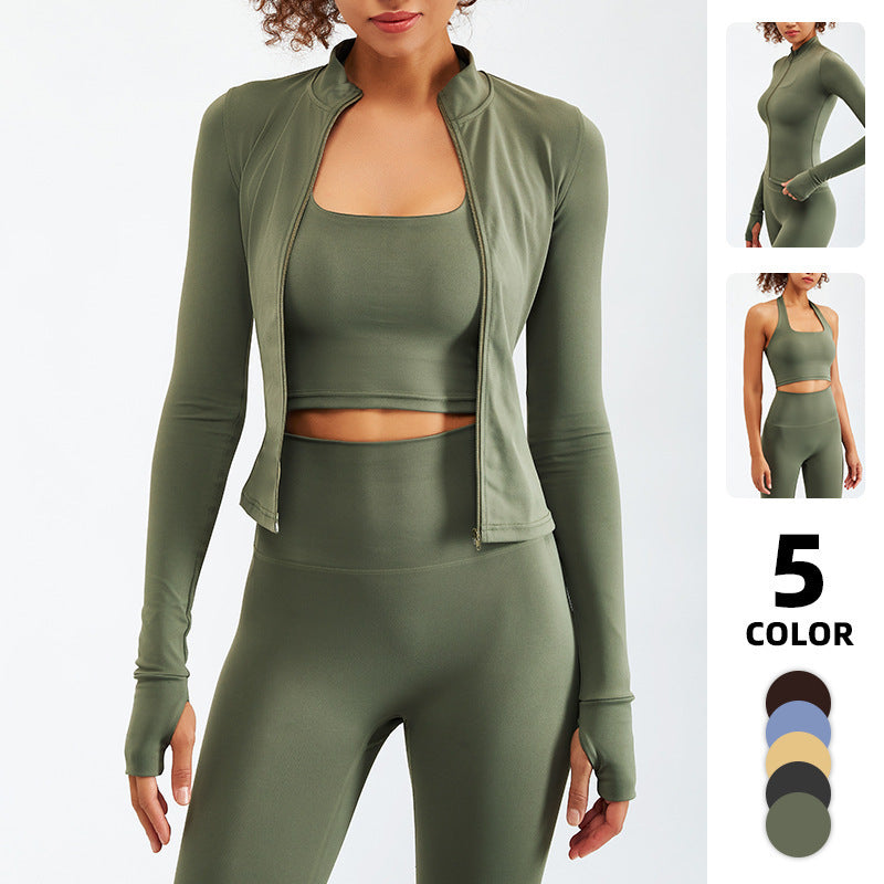 Nude Feel Yoga Long-sleeve Zipper Workout Clothes Suit