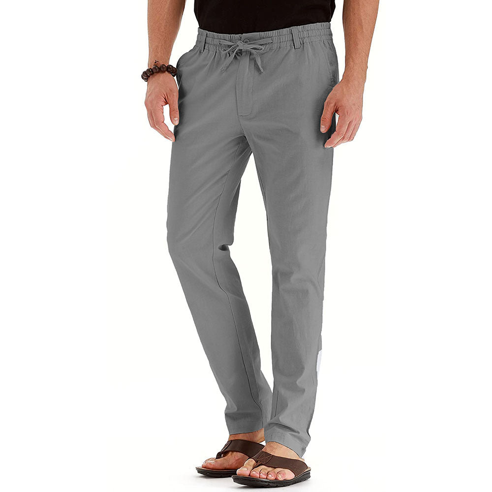 Me's Business Casual Loose Large Size Elastic Waist With Solid Color Pants
