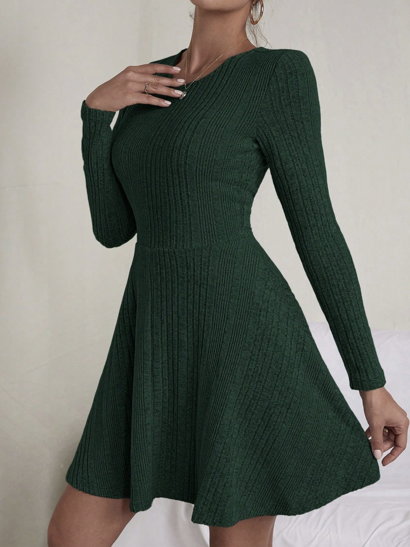 Women's Elegant Rib Knitted Skirt Solid Color