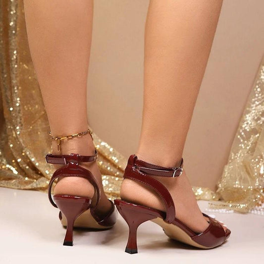 Women's Square Toe Single Buckle Strap Elegant Sandals by GJG Denim