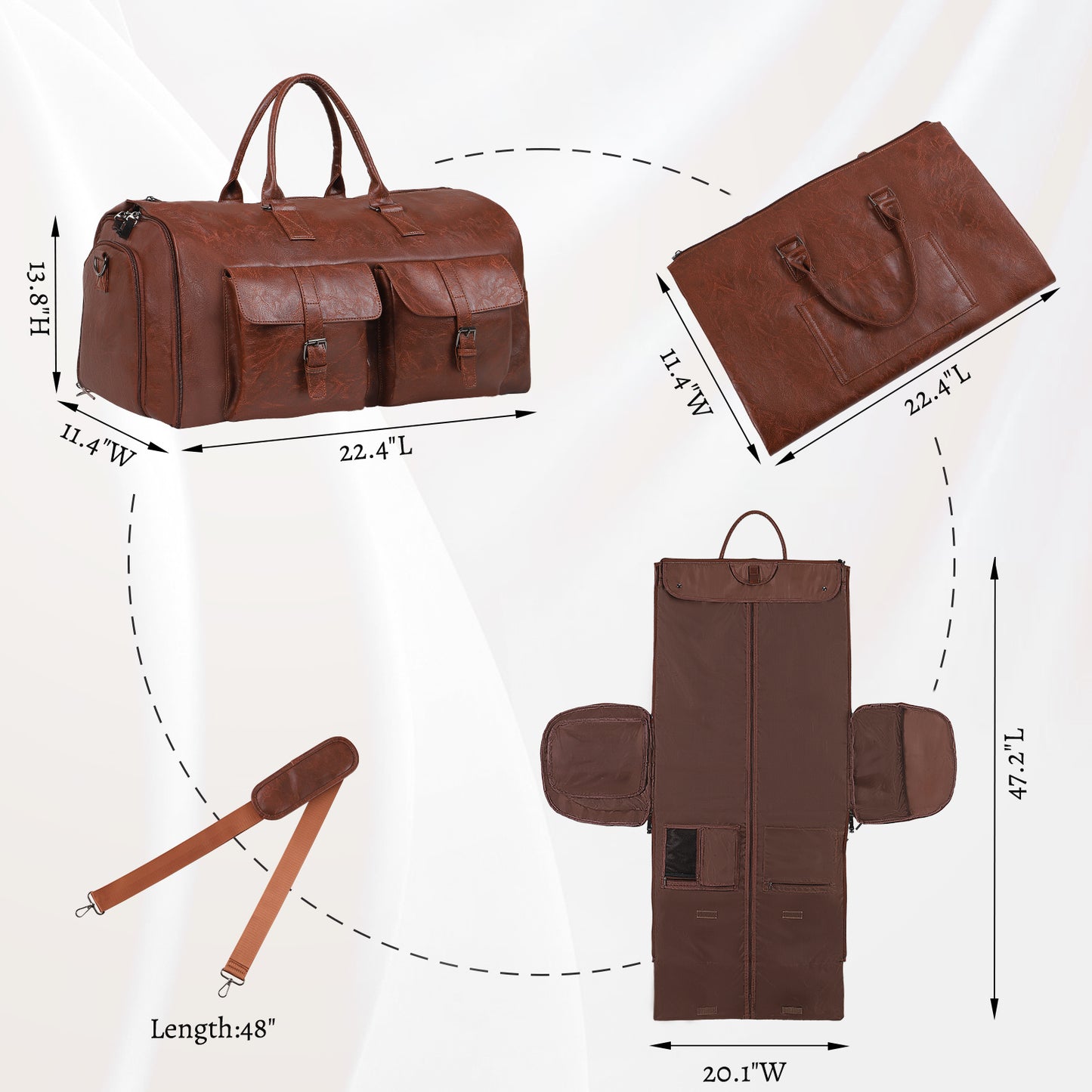 Men's Large Capacity Leather Suit Storage Bag