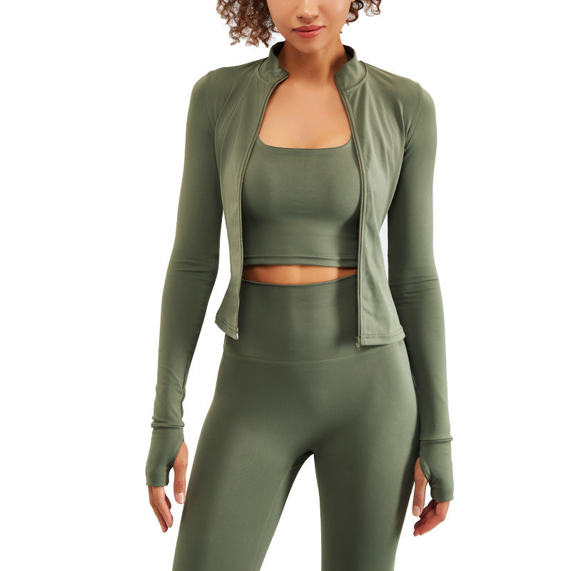 Nude Feel Yoga Long-sleeve Zipper Workout Clothes Suit