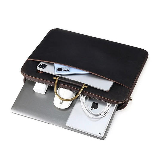 Men's Genuine Leather Computer Bag by GJG Denim