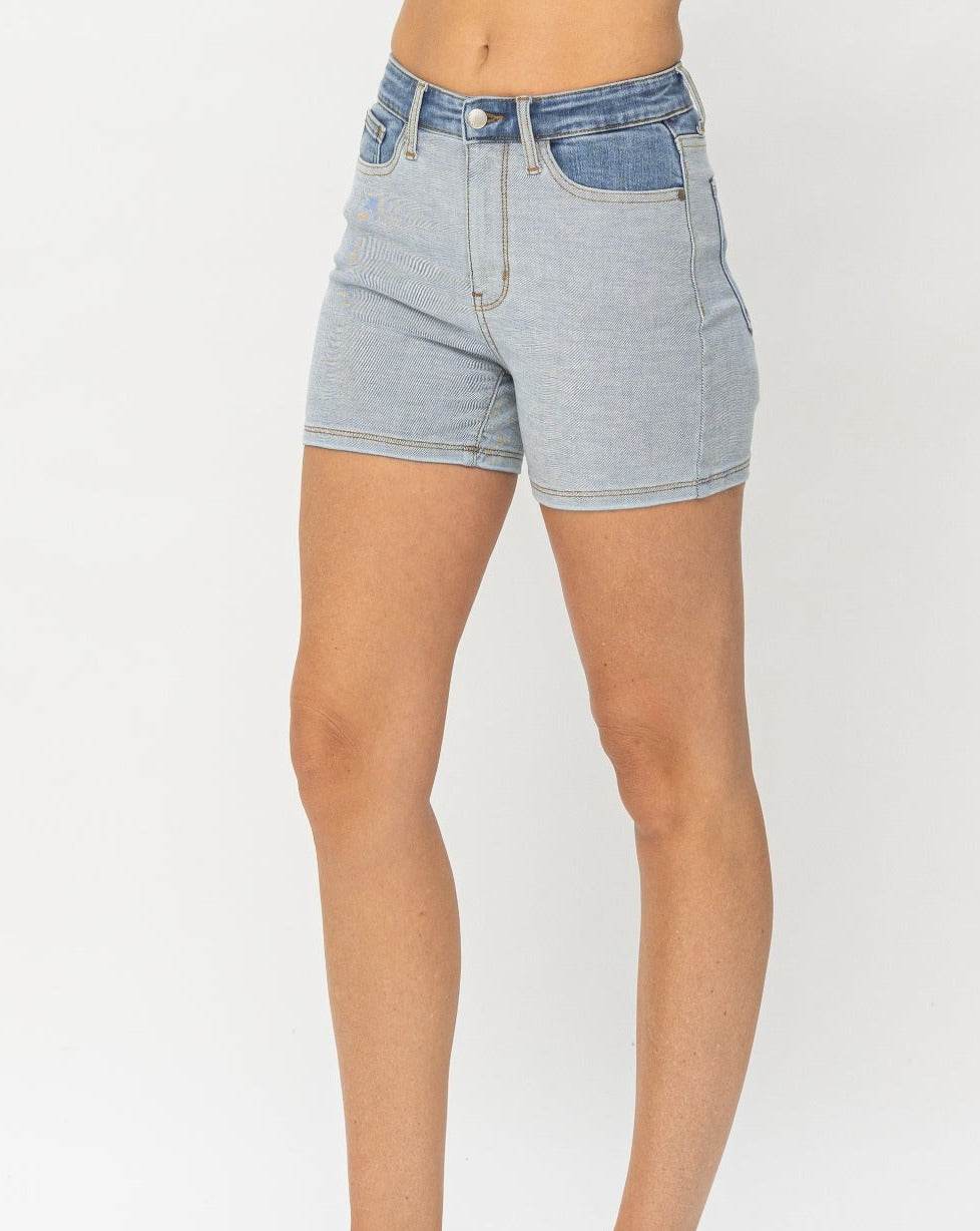 Judy Blue Full Size Color Block Denim Women Shorts