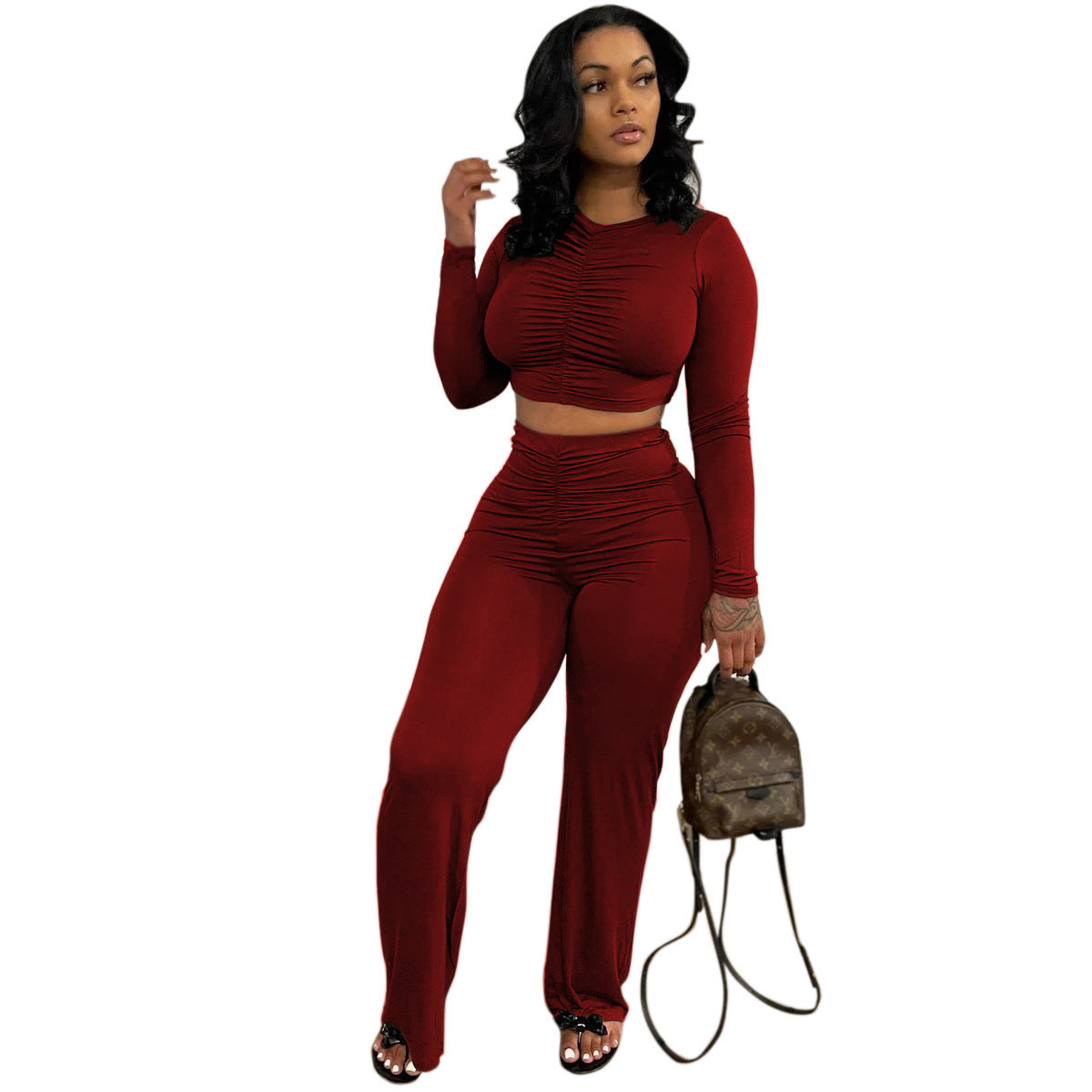Long Sleeve Top Straight Leg Set