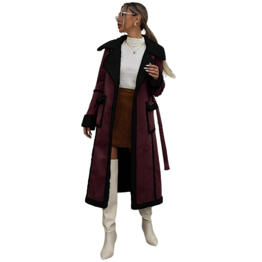 Long Lamb Wool Coat With Integrated Fur And Fleece Lining by GJG Denim